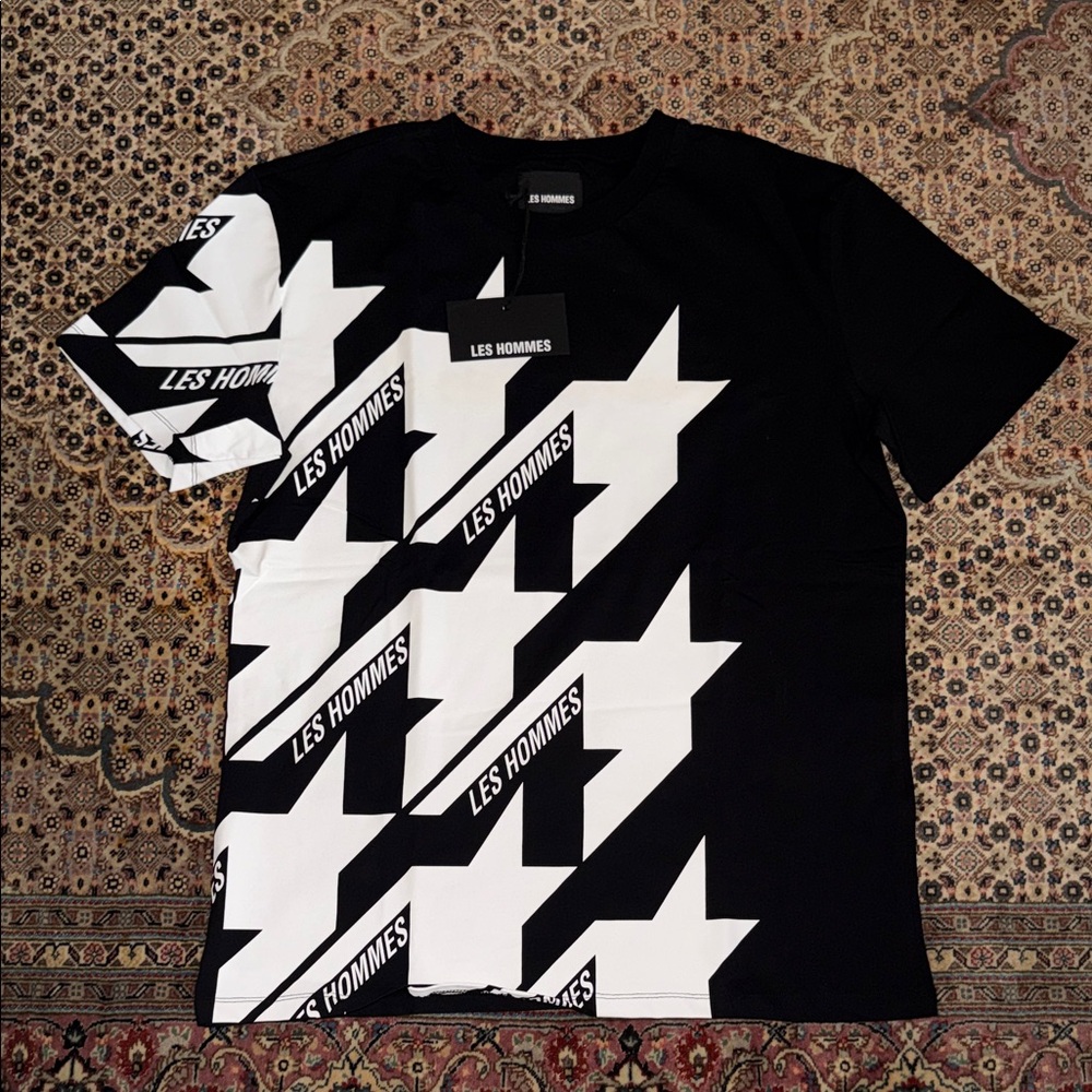 Les Hommes Monochrome Houndstooth T-Shirt